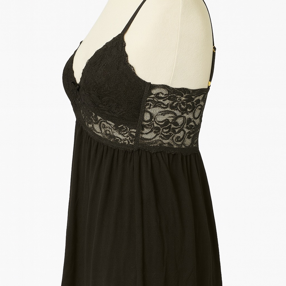 Black Lace Babydoll Lingerie Size Large Adjustable Straps Stretch - Picture 3 of 6